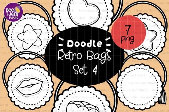 Download KDP Coloring Retro Bags Line Art PNG - Bag Collection