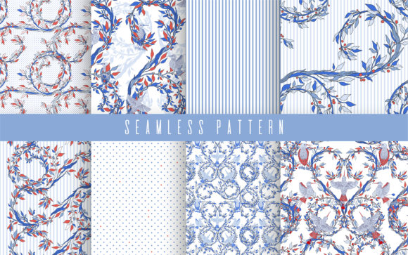Download Nature Flower Bird Pattern Set - Nature Collection