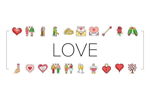 Download Love Heart Valentine Romantic Icons Set - Love Collection