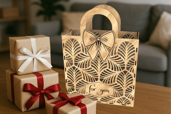 Download Wooden Gift Bag Bow - Bag Collection