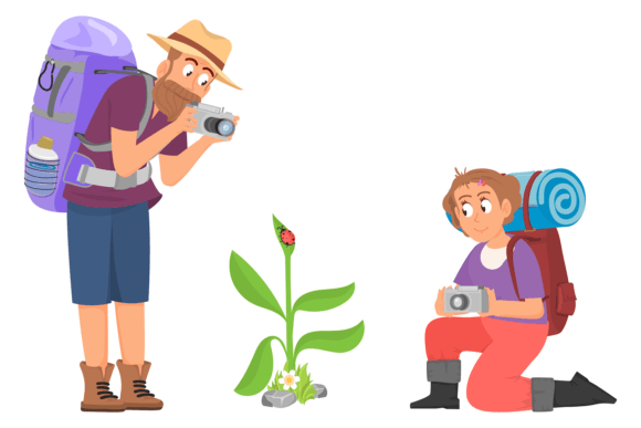 Download Happy Tourist Exploring Nature. Outdoor - Nature Collection