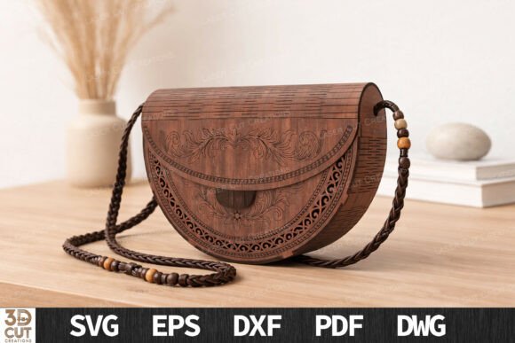 Download Floral Engraved Wooden Bag SVG - Bag Collection