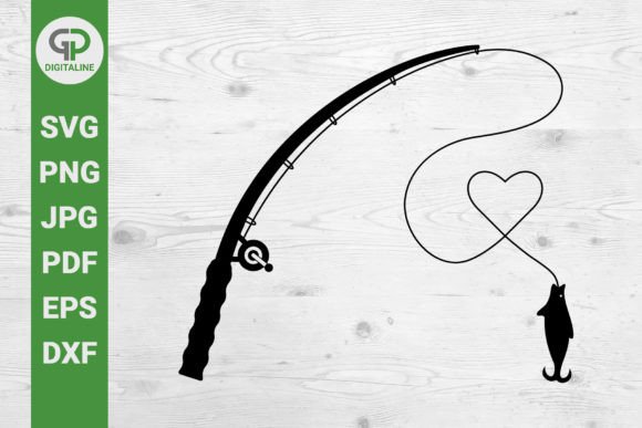 Download Fishing Rod SVG Love Fish SVG Heart SVG - Love Collection