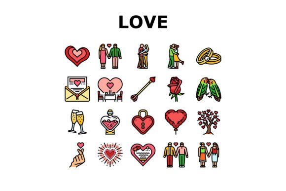 Download Love Heart Valentine Romantic Icons Set - Love Collection