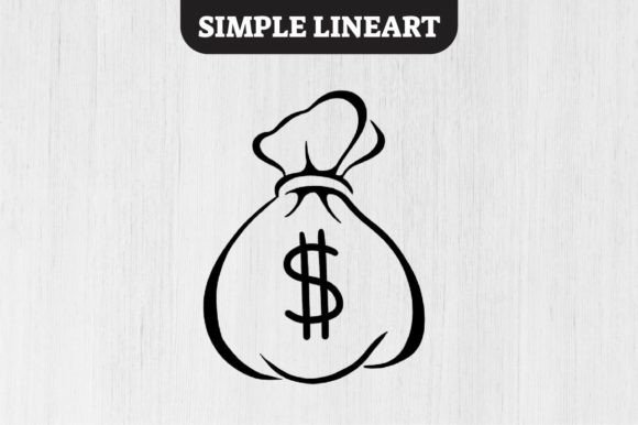 Download Simple Lineart Vector - Bag of Money - Bag Collection